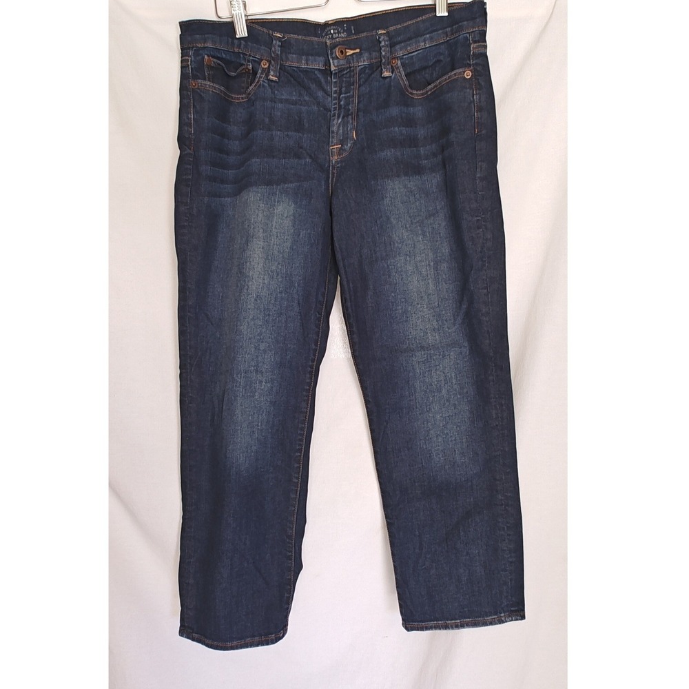 Lucky Brand Sweet Crop Jeans 14 32‎ Dark Wash Blue Stretch Denim 7WP1358